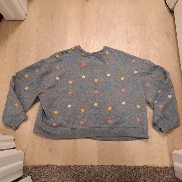 Walt Disney Grey 100 Polka Dot Wonderful World Of Color Cropped Crewneck Size 1X - Picture 2 of 7
